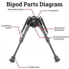 Сошки карбоновые Vector Optics 6-9” для установки на антабку, высота от 15 до 23см, переходник на weaver в комплекте (RSCFS-06P) модель 00015516 от Vector Optics