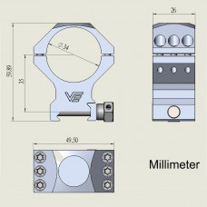 Кольца Vector Optics, D34мм, средние, H35мм, Weaver, 6 винтов (SCTM-53P) на винтах модель 00015498 от Vector Optics