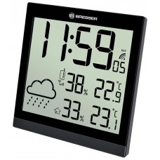 Метеостанция (настенные часы) Bresser TemeoTrend JC LCD с радиоуправлением, черная модель 73267 от Bresser