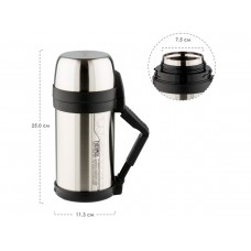 Термос универсальный THERMOS FDH-1405 SBK 1.4L, поильник, дополнительная чашка, складная ручка, съёмный ремень, стальной модель 923639 от Thermos