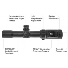 Прицел LEAPERS Accushot T8 Tactical 1-8X28, сетка BG4, кронштейн модель SCP3-18IEBG4 от Leapers