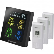 Метеостанция Bresser Thermo Hygro Quadro NLX с тремя датчиками, черная модель 77031 от Bresser