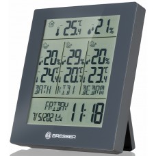 Метеостанция Bresser Temeo Hygro Quadro Prestige с тремя датчиками, серая модель 78586 от Bresser