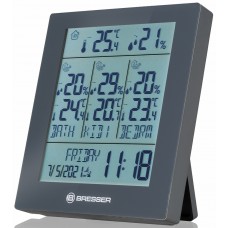 Метеостанция Bresser Temeo Hygro Quadro Prestige с тремя датчиками, серая модель 78586 от Bresser