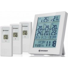 Метеостанция Bresser Temeo Hygro Quadro Prestige с тремя датчиками, белая модель 78585 от Bresser