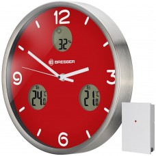 Часы настенные Bresser MyTime io NX Thermo/Hygro, 30 см, красные модель 76462 от Bresser