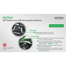 Фонарь Nextorch my Star H-Series налобный, 550 люмен, фокусировка луча модель myStar(green) от NexTORCH